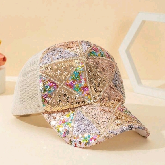 ✨️🤍   TAN BROWN  Glitter mesh trucker baseball cap ✨️🤎 - Picture 4 of 6